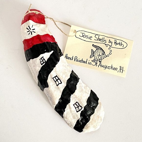Oyster Shell Lighthouse Hand Painted Ornament Josie Shells by Ruth Florida NWT - Picture 1 of 5